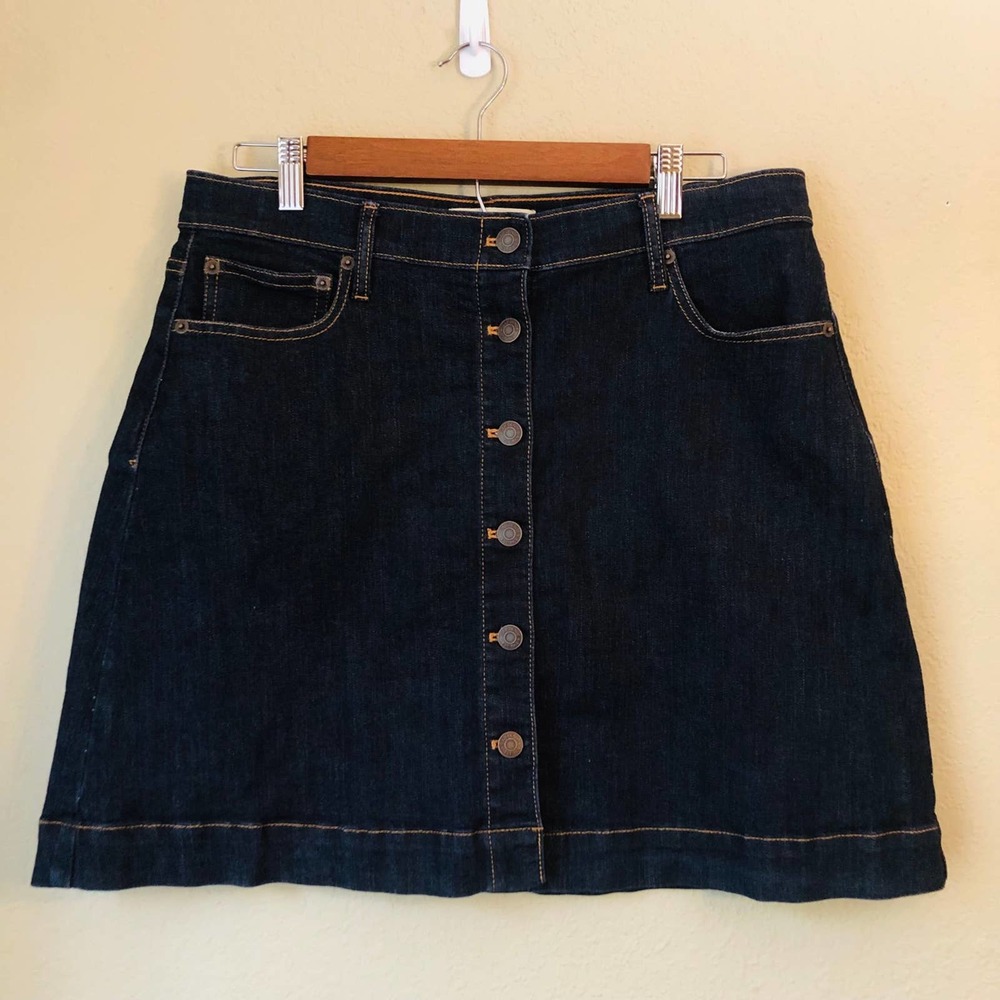 Vintage Gap Size Dark Denim Mini Skirt Front Buttons